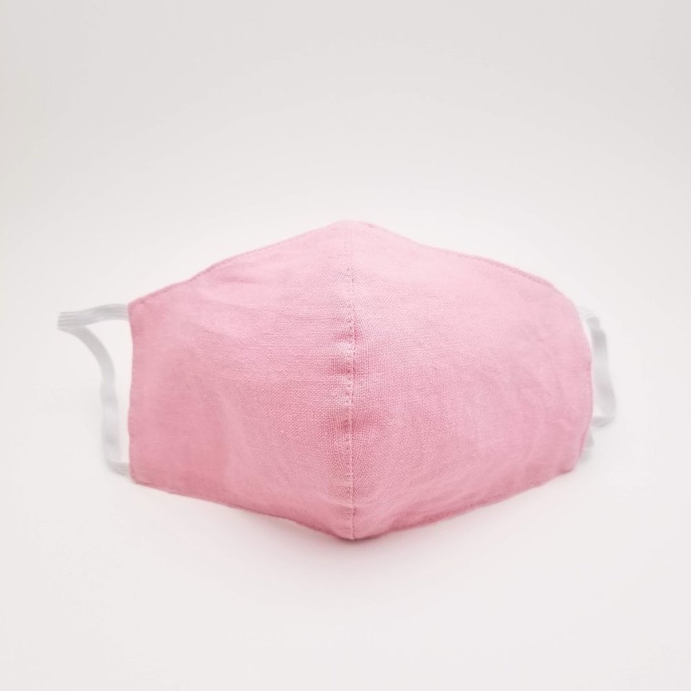 Linen Pink Face Mask Filter Pocket + Nose Wire